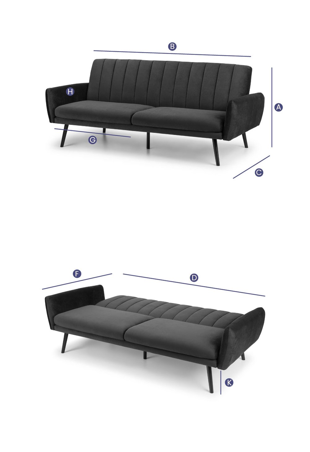 Afina Blue Velvet Sofa Bed Make It Homely