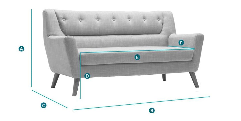 Lambeth 3 Seater Duck Egg Blue Fabric Sofa