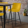 Luxe Mustard Velvet Fabric Bar Stool