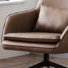 Bowery Brown Leather and Metal Swivel Armchair