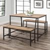 Urban Rustic Oak Wooden Dining Table and Bench Set