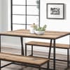 Urban Rustic Oak Wooden Dining Table and Bench Set