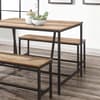 Urban Rustic Oak Wooden Dining Table and Bench Set