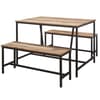 Urban Rustic Oak Wooden Dining Table and Bench Set