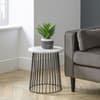 Broadway White Marble Metal Round Side Table