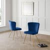 Cannes Blue Velvet Fabric Chair x 2