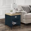 Highgate Navy Blue and Oak Wooden 1 Drawer Lamp Table