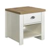 Highgate Cream and Oak Wooden 1 Drawer Lamp Table
