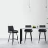 Soho Black Leather Bar Stool