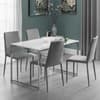 Scala White and Silver Marble Dining Table