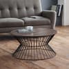 Jersey Walnut Wooden and Metal Round Coffee Table
