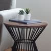 Jersey Walnut Wooden and Metal Round Side Table
