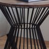 Jersey Walnut Wooden and Metal Round Side Table