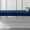 Luxe Blue Velvet Fabric Low Dining Bench