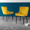 Luxe Mustard Velvet Fabric Dining Chair x 2