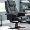Malmo Black Leather Recliner Chair and Stool