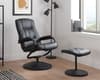 Memphis Black Leather Swivel Chair and Footstool