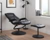Memphis Black Leather Swivel Chair and Footstool