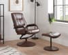 Memphis Brown Leather Swivel Chair and Footstool