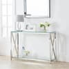 Miami Silver Glass and Metal Console Table