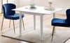 Rufford White Extending Dining Table with Harper Blue Chairs