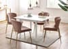 Rufford White Extending Dining Table with Harper Pink Chairs