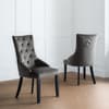 Veneto Grey Velvet Fabric Dining Chair x 2
