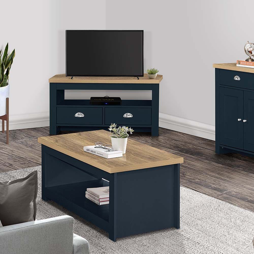 Navy corner online tv unit