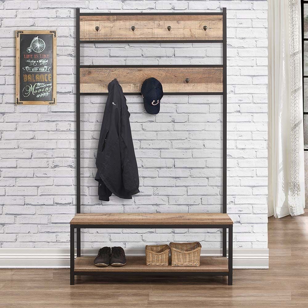 Urban Rustic Oak Wooden Coat Rack