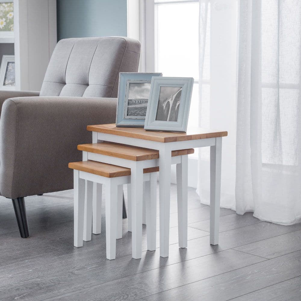 White wood nest of on sale tables