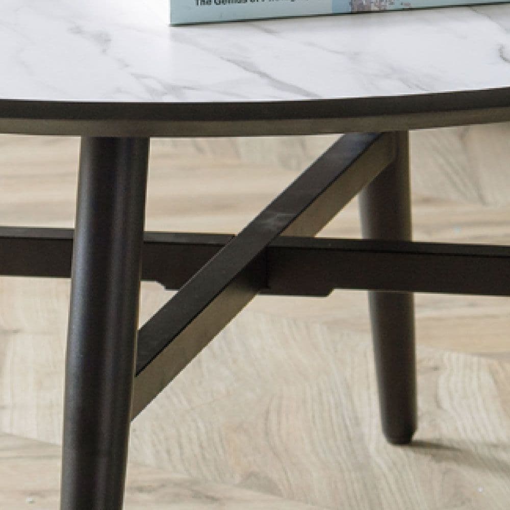 Marble coffee table deals with wooden legs