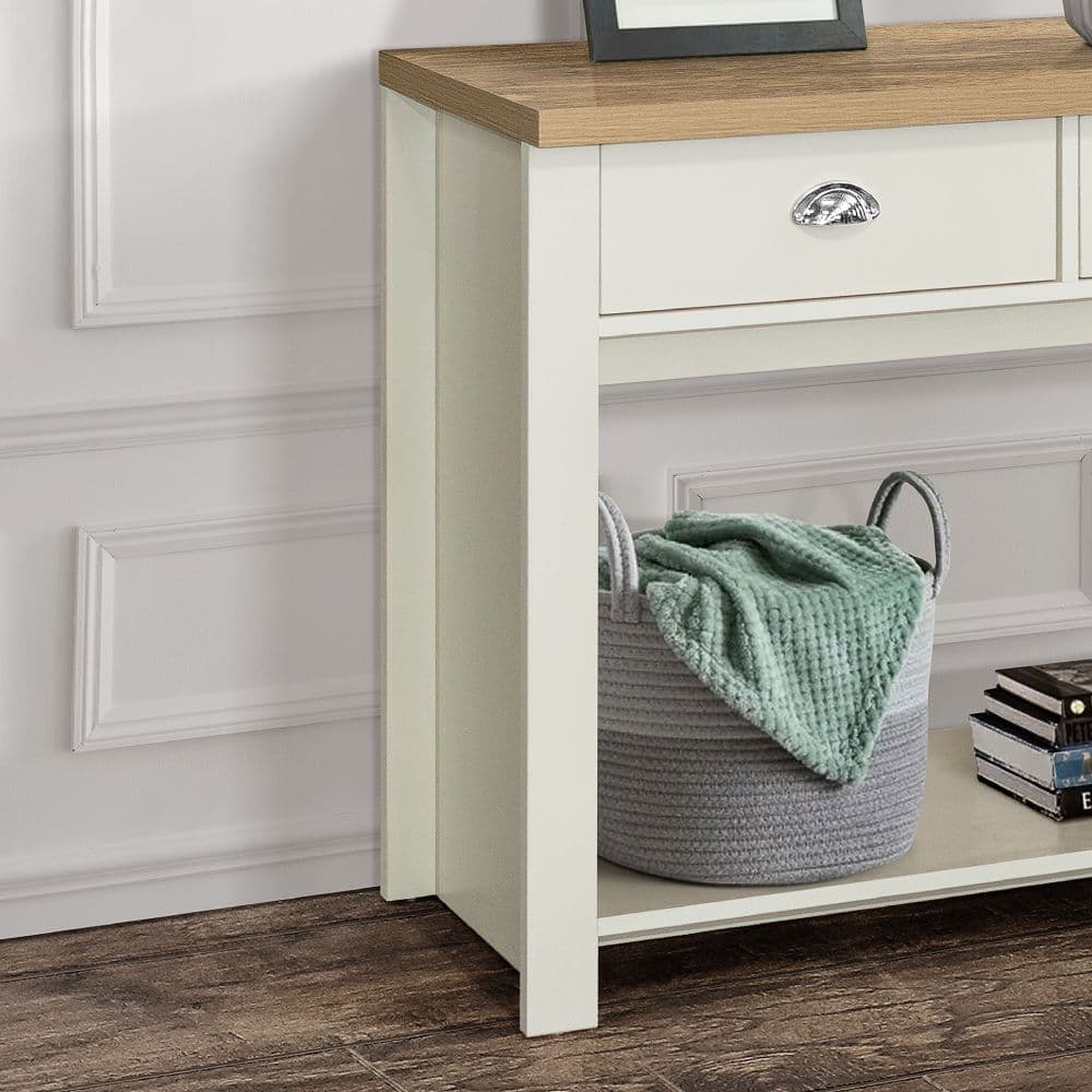 Cream and top oak console table