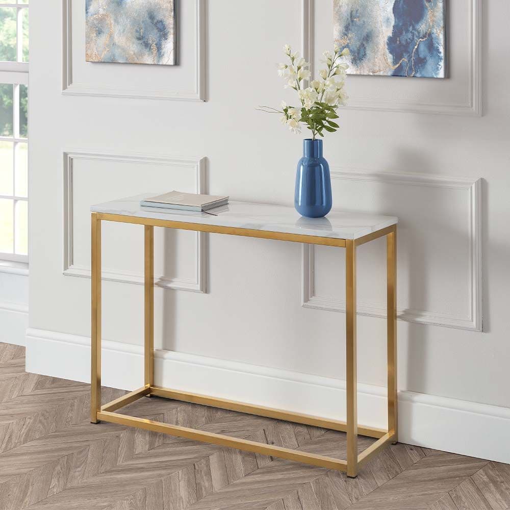 Console table with outlet marble