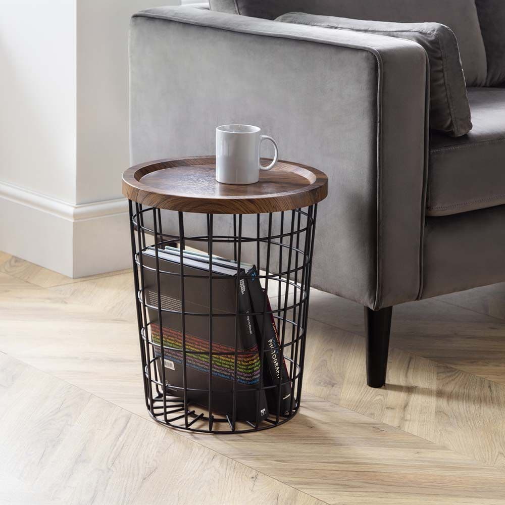 Walnut and metal sales side table