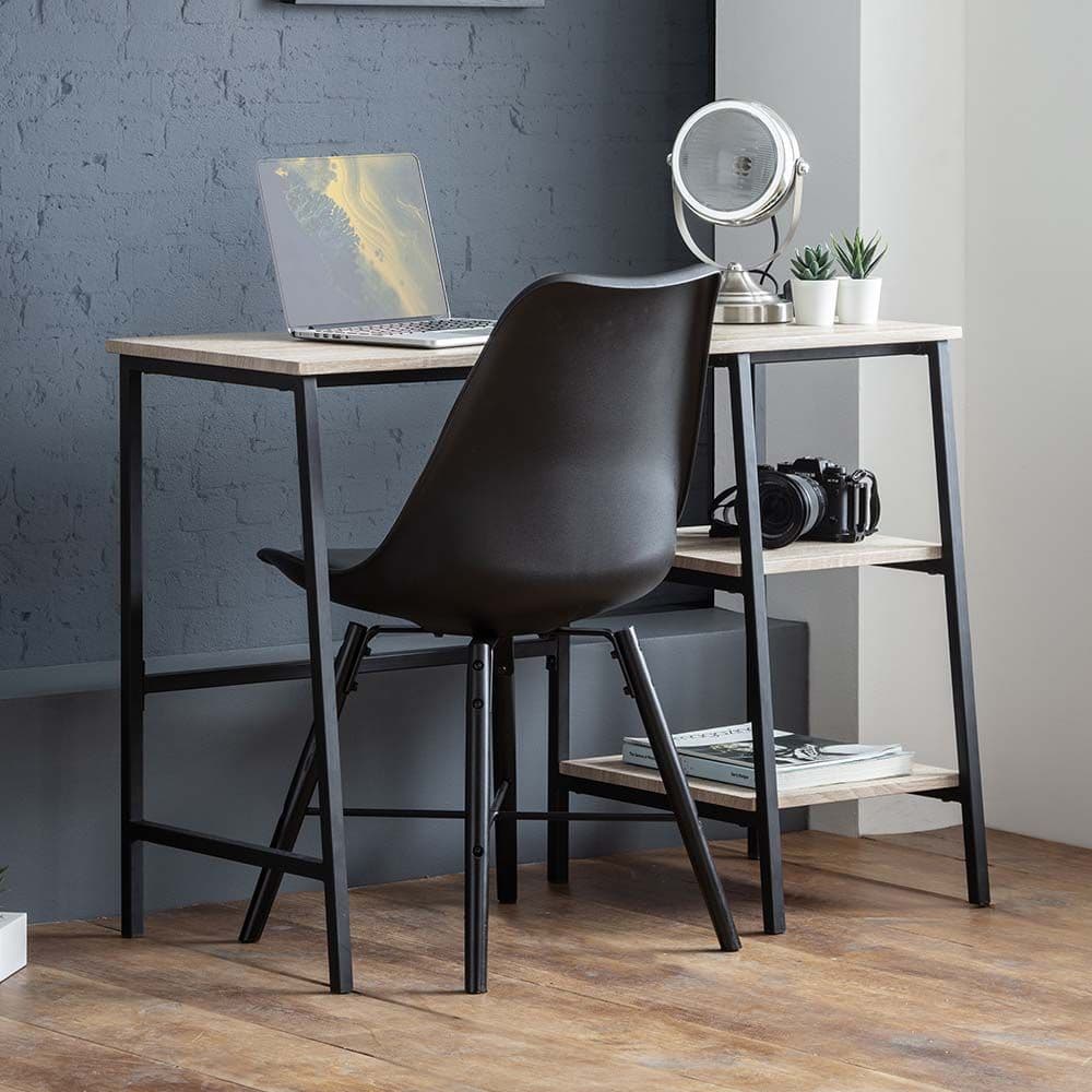 Tribeca Oak and Black Wooden Metal Desk