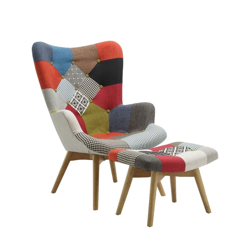 Sloane Multi Coloured Patchwork Fabric Chair