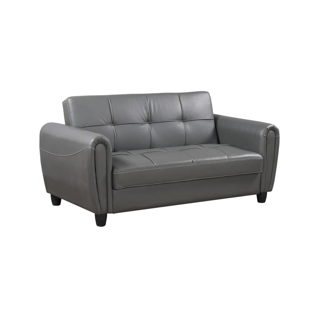 Grey leather two seater sofa top
