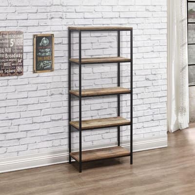 Urban Rustic Oak Wooden 5 Tier Bookcase