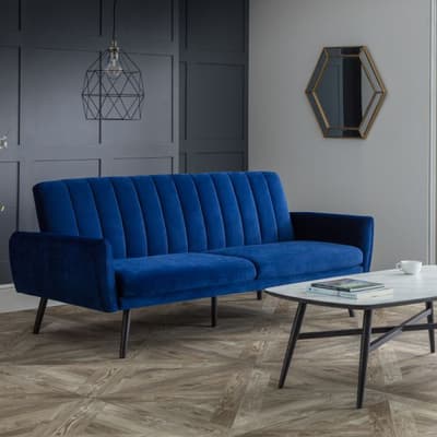 Afina Blue Velvet Sofa Bed
