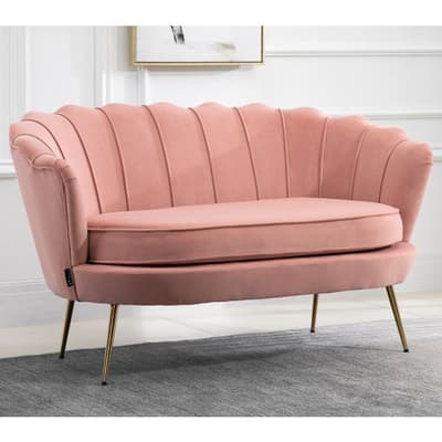 Ariel Coral Fabric 2 Seater Sofa