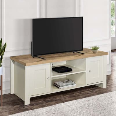 Highgate Cream and Oak Wooden Large TV Unit