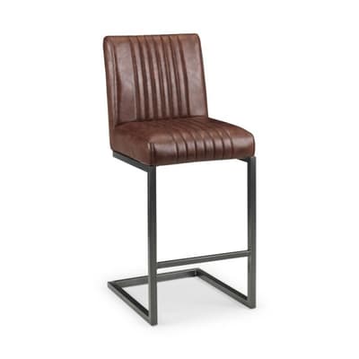 Brooklyn Brown Leather Bar Stool x 2