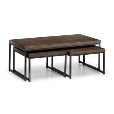 Brooklyn Dark Oak Wooden Nest of Coffee Tables