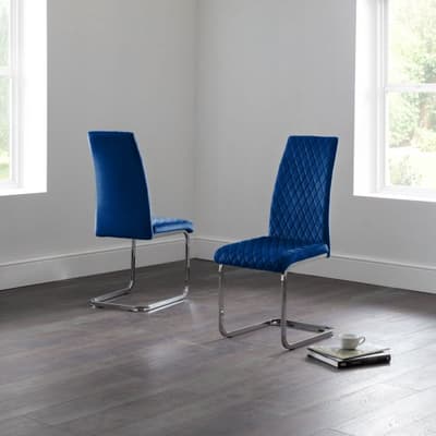 Calabria Blue Velvet Fabric Chair x 4