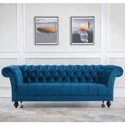 Chester Blue Fabric 3 Seater Sofa