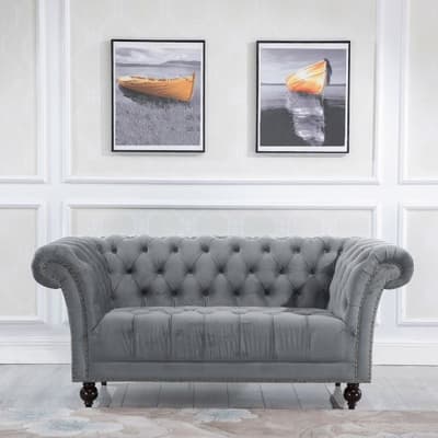 Chester Grey Fabric 2 Seater Sofa