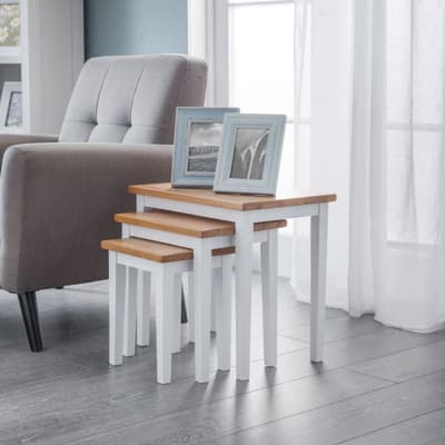 Cleo White and Oak Wooden Nest of Tables