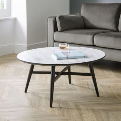 Firenze White Marble Wooden Coffee Table