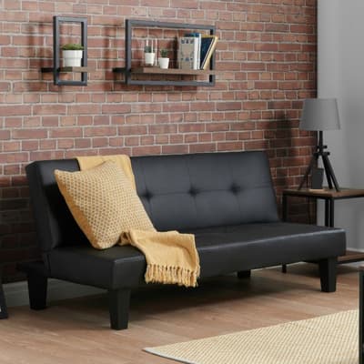 Franklin Black Faux Leather Fabric Sofa Bed