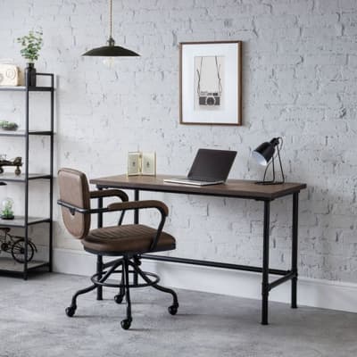 Gehry Brown Leather and Metal Office Chair